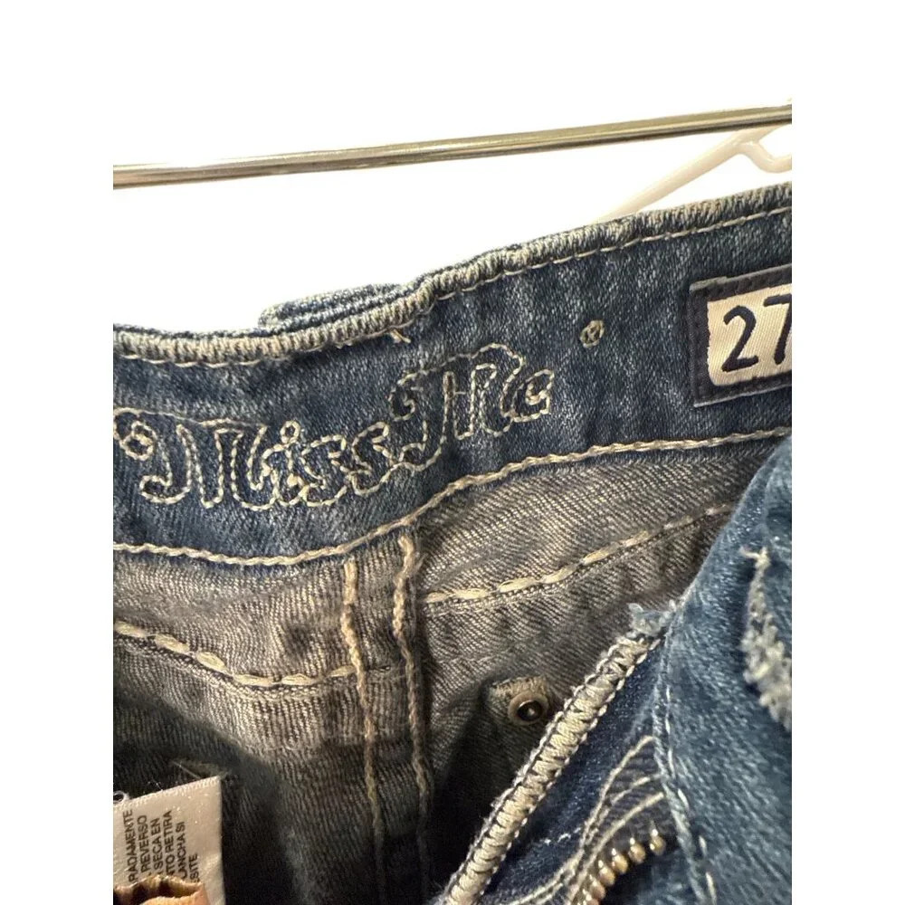 Miss Me Skinny Jeans Bedazzled Glam Fleur De Lis Jeans, Size 27.  Pre-Owned. - Picture 9 of 11